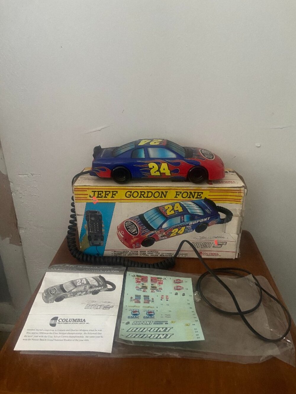 Jeff Gordon Columbia Tel-Com Fone Dupont Corded Telephone With Stickers Decals